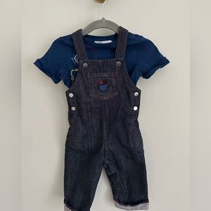 Baby Dior t-shirt denim overall set